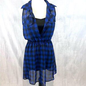plaid button top dress